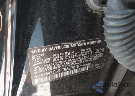 2015 BMW X4 xDrive28I from USA, damaged, VIN 5UXXW3C59F0M89219